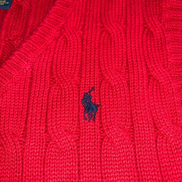 Polo Ralph Lauren Red Cable Knit Sweater Vest Size 3T Christmas Holiday Festive - Picture 3 of 7